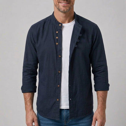 Mito - Men's Ultra Comfortable Band Collar Shirt