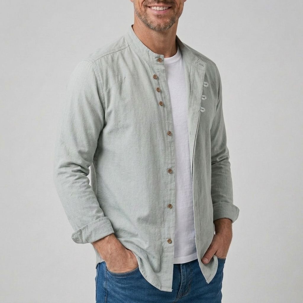 Mito - Men's Ultra Comfortable Band Collar Shirt