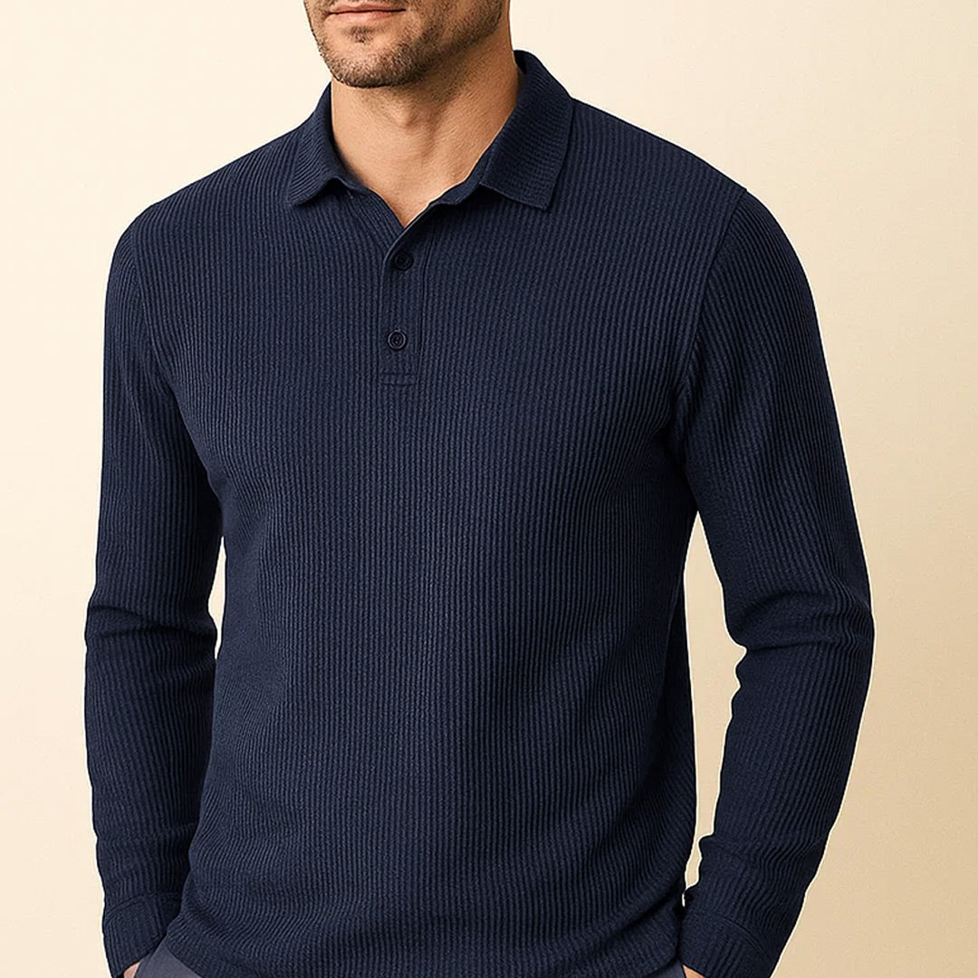 Hudson - Men's Ultra Comfortable Long Sleeve Polo Shirt
