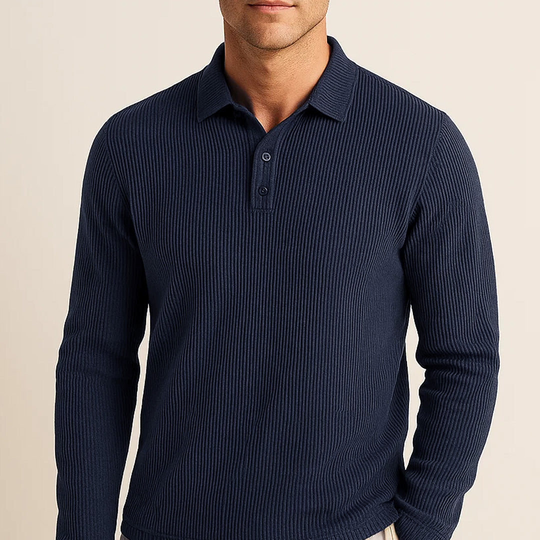 Hudson - Men's Ultra Comfortable Long Sleeve Polo Shirt