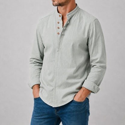 Mito - Men's Ultra Comfortable Band Collar Shirt
